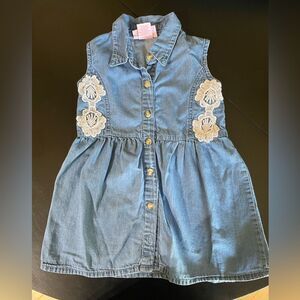 Teddyboom infant toddler denim dress w lace western sz 18 mos outfit one piece